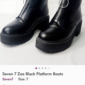 Seven7 Black Leather Platform Boots